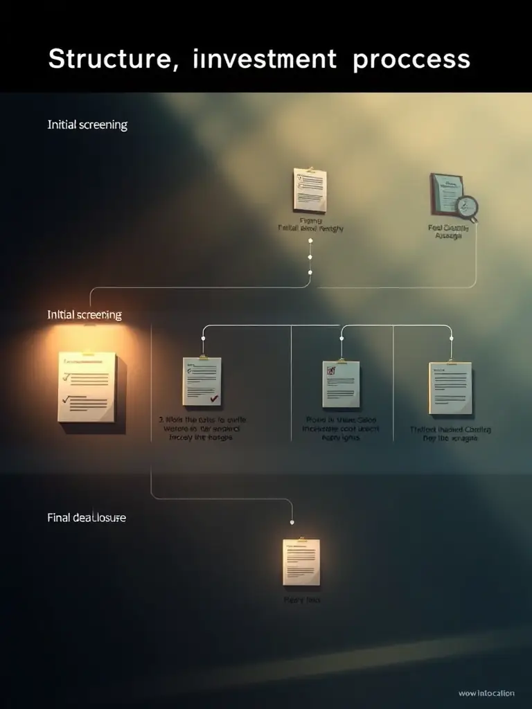A depiction of a structured investment process, illustrating the stages from initial screening to final deal closure, emphasizing Everest Capital Partners' disciplined approach.