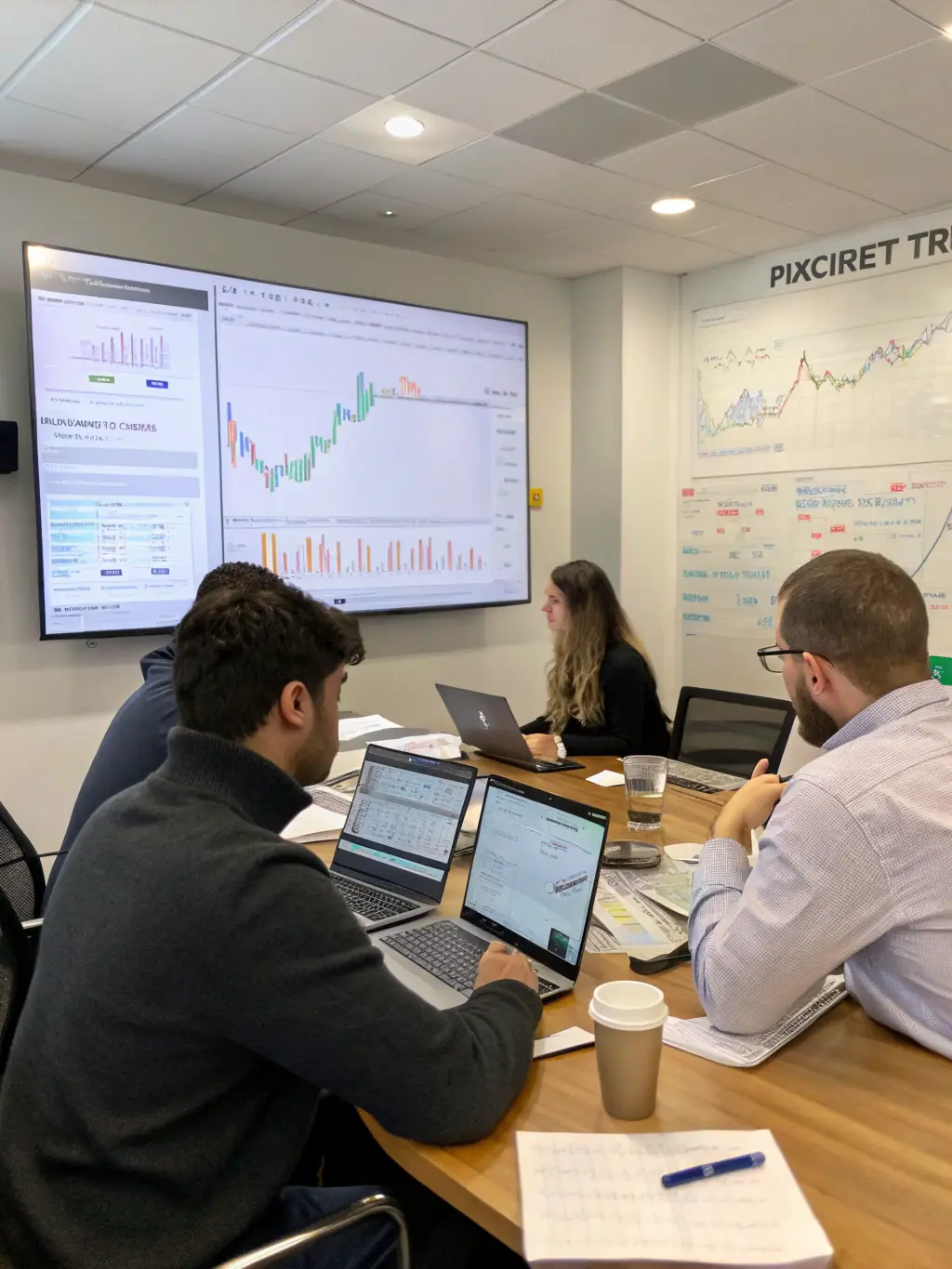 An image of financial analysts working on loan applications, highlighting the underwriting and analysis stage.